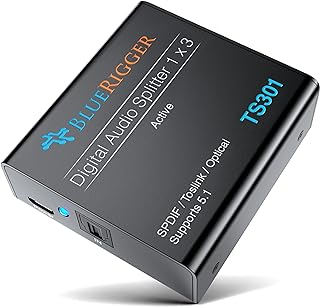 BlueRigger Digital Optical Audio Splitter (1x3 Active Toslink Splitter)