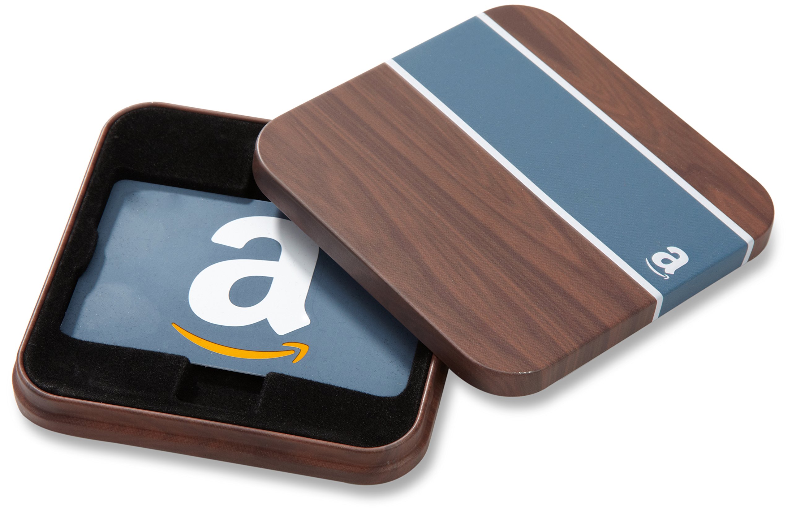 Amazon Physical Gift Card in a Brown & Blue Tin |