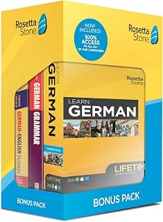 Rosetta Stone Lifetime Access: Learn German | Bonus Pack Bundle | Lifetime Access + Grammar Guide + Dictionary Book Set
