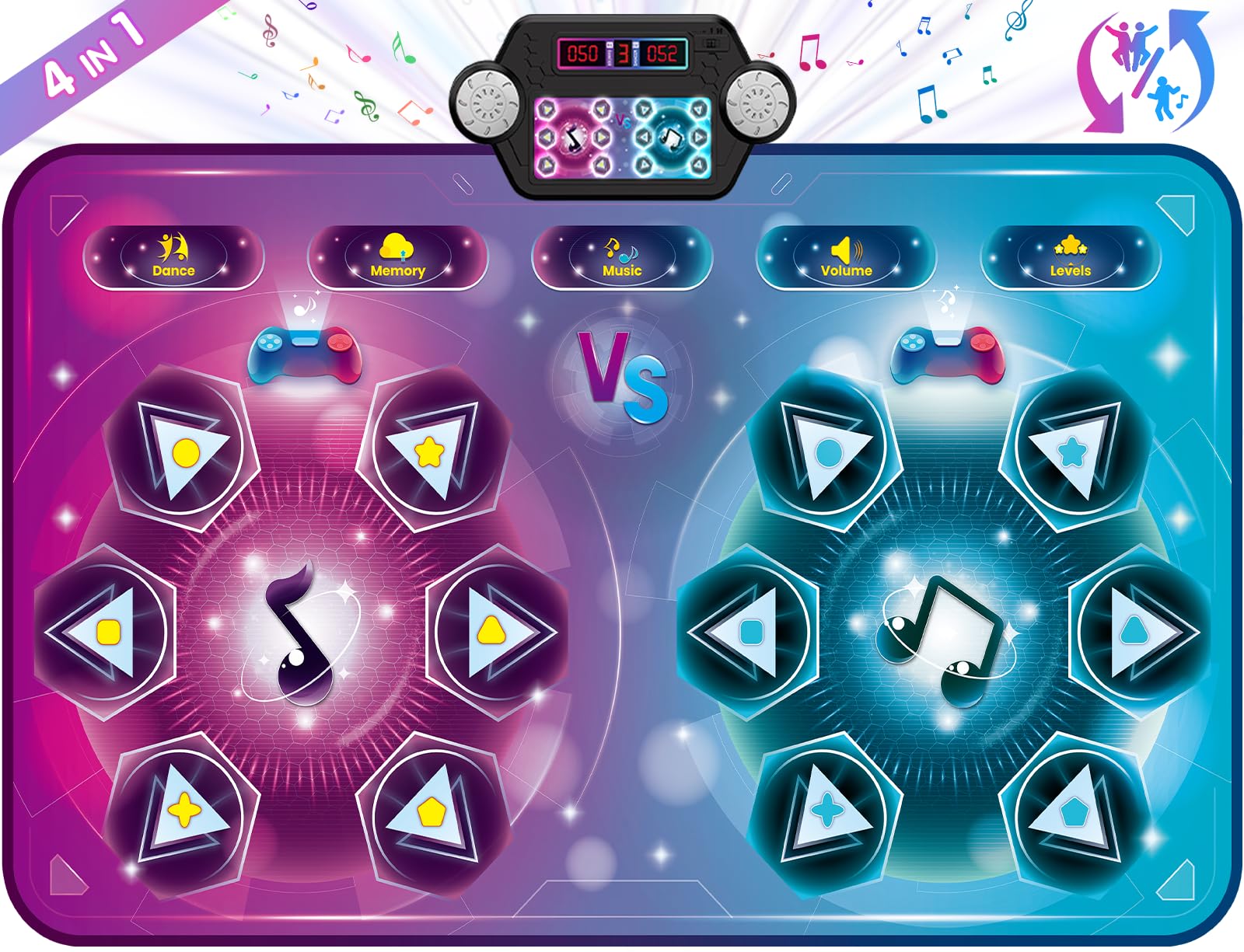 maysida Dance Mat Toy Gift for Kids ages 3-12, Dancing Music Playmat with 12 Key