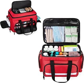 Damero Medical Trauma Bag, First Aid Bags Empty Medical Bag, Red | with Detachable Dividers, Ideal for Nurse, Physical Therapists, Doctors
