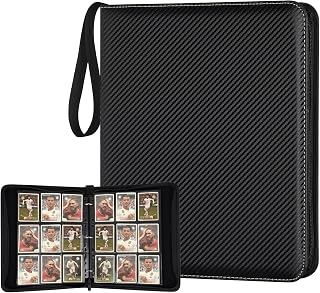 GERMUN 9 Pocket Trading Card Binder,720 Cards, 40 Pages,3 Ring,Double Sided Pockets PU Cover Zipper Collection Album Folder for Standard MTG, TCG, Sports Cards(Black)