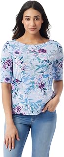 Gloria Vanderbilt Alanis Boat Neck Knit Tee Shirt with Elbow Sleeves Standard Alanis Boat Neck Knit Tee Shirt with Elbow Sleeves Standard Women's (Pack of 1)