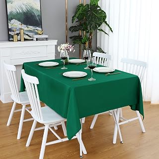 FOLINS&HOME Green Rectangle Tablecloth 60 x 84 Wrinkle Free Waterproof Polyester Table Cloths, Spillproof Heavy Duty and Washable Table Cover for Party, Indoor and Outdoor-Oblong/Rectangular