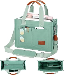 KKXIU Large Canvas Tote Bag for Women with Zipper and Compartments Crossbody Work Bible Messenger Purse Bag With Pockets