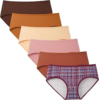 INNERSY Women's Mid Rise Tagless Plain Color Full Coverage Cotton Hipster Panties 6-Pack