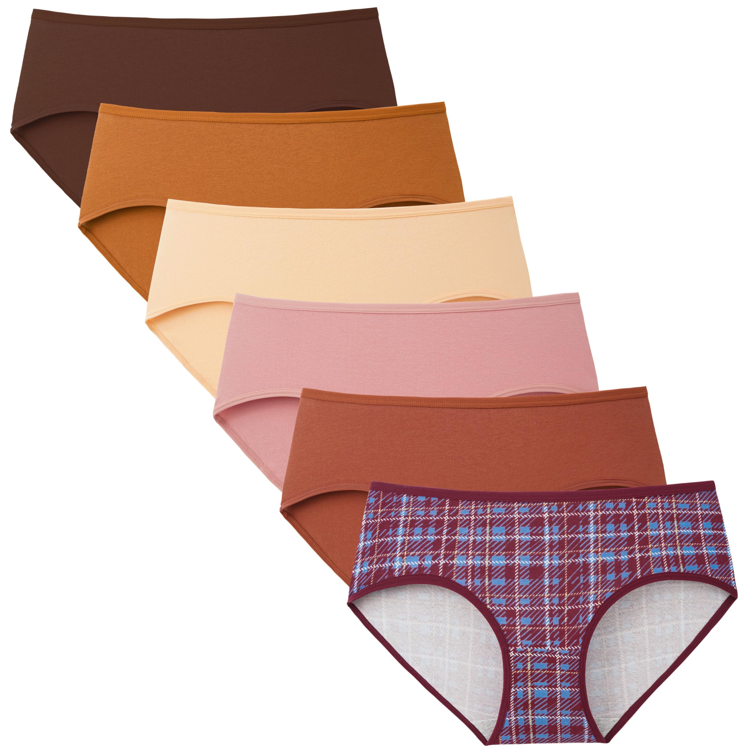INNERSY Women's Mid Rise Tagless Plain Color Full Coverage Cotton Hipster Pantie