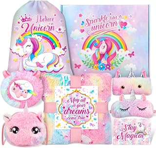 SRIZIAN Christmas Unicor Gift Set for Girls Age 3,4,5,6,7,8,9,10,11,12, Birthday Gifts for Girls, Thanksgiving Day Gifts for Kids,Gfit Sets with Glow in Dark Blanket