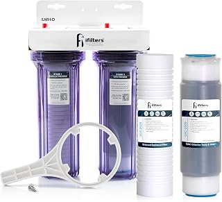FI iFilters, Nature Provides The Water... We Supply The Purity! Whole House 2 Stage Water Filtration System w/Extra Filter Set, Sediment, Rust, Chlorine, Taste, Odor, 3/4 inch Ports, Gen2