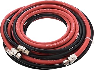 Master Elite Series 25 Foot Air and Fluid Hose Assembly Set with Fittings | with Fittings for Spray Guns, Pressure Pot Tanks, Air 3/8" NPS, 5/16" ID &amp; Fluid Hose 1/4" NPS, 1/4" ID