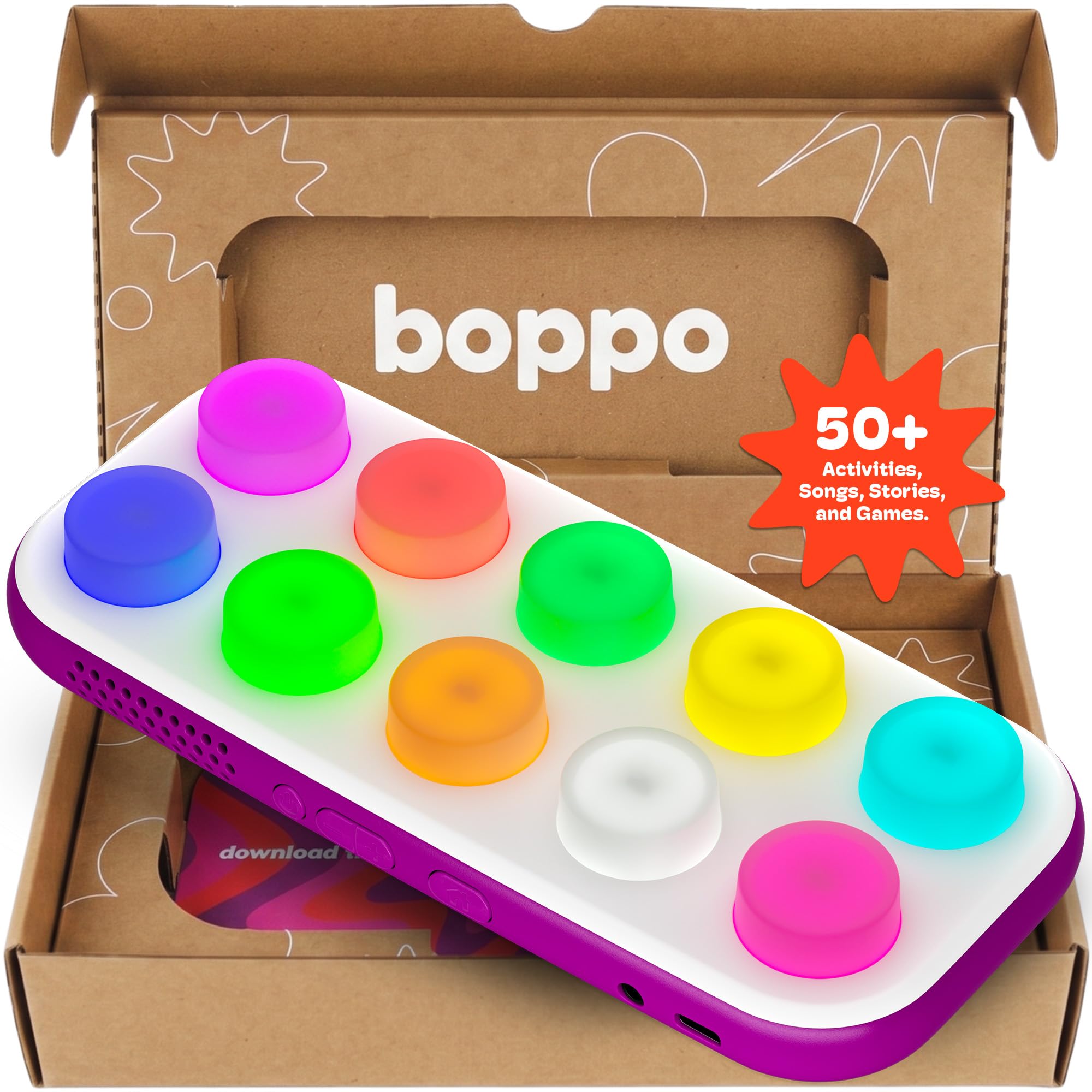 Boppo Screen-Free Learning Tablet for Kids, 50+ Pre-Loaded Games | Travel-friend