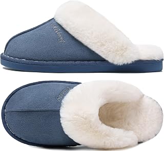Donpapa Men's Winter Plush Slippers in Suede Effect