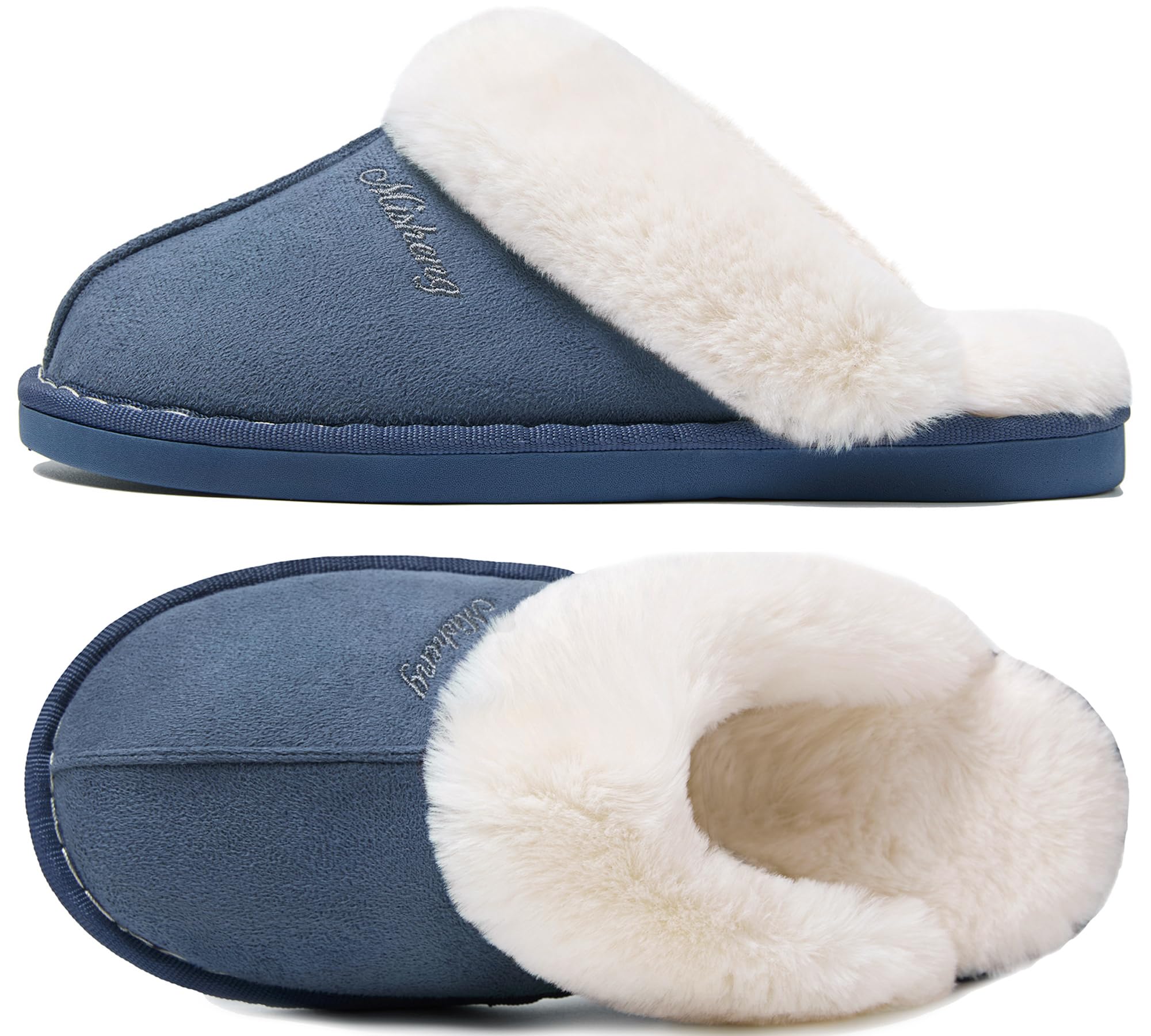 Donpapa Men's Winter Plush Slippers in Suede Effect