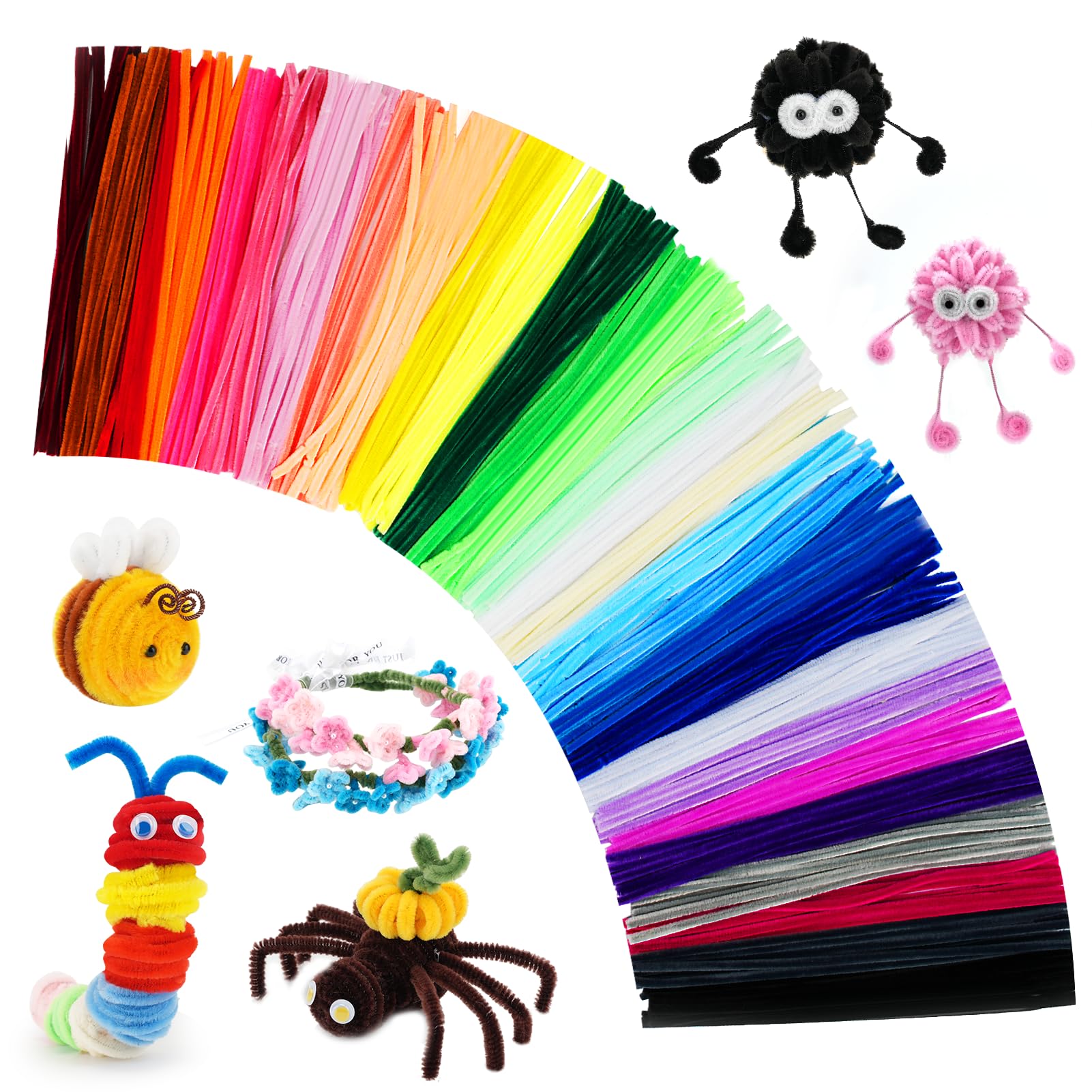 1200PCS Pipe Cleaners Craft, Pipe Cleaners Bulk for Arts and Crafts Supplies Mul