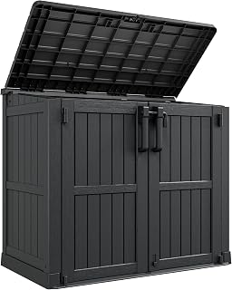 LHBcraft Outdoor Storage Cabinet 36 Cu Ft, Portable Horizontal Storage Shed with Lockable Doors, Easy to Assemble, Waterproof Outdoor Storage Box for Backyards