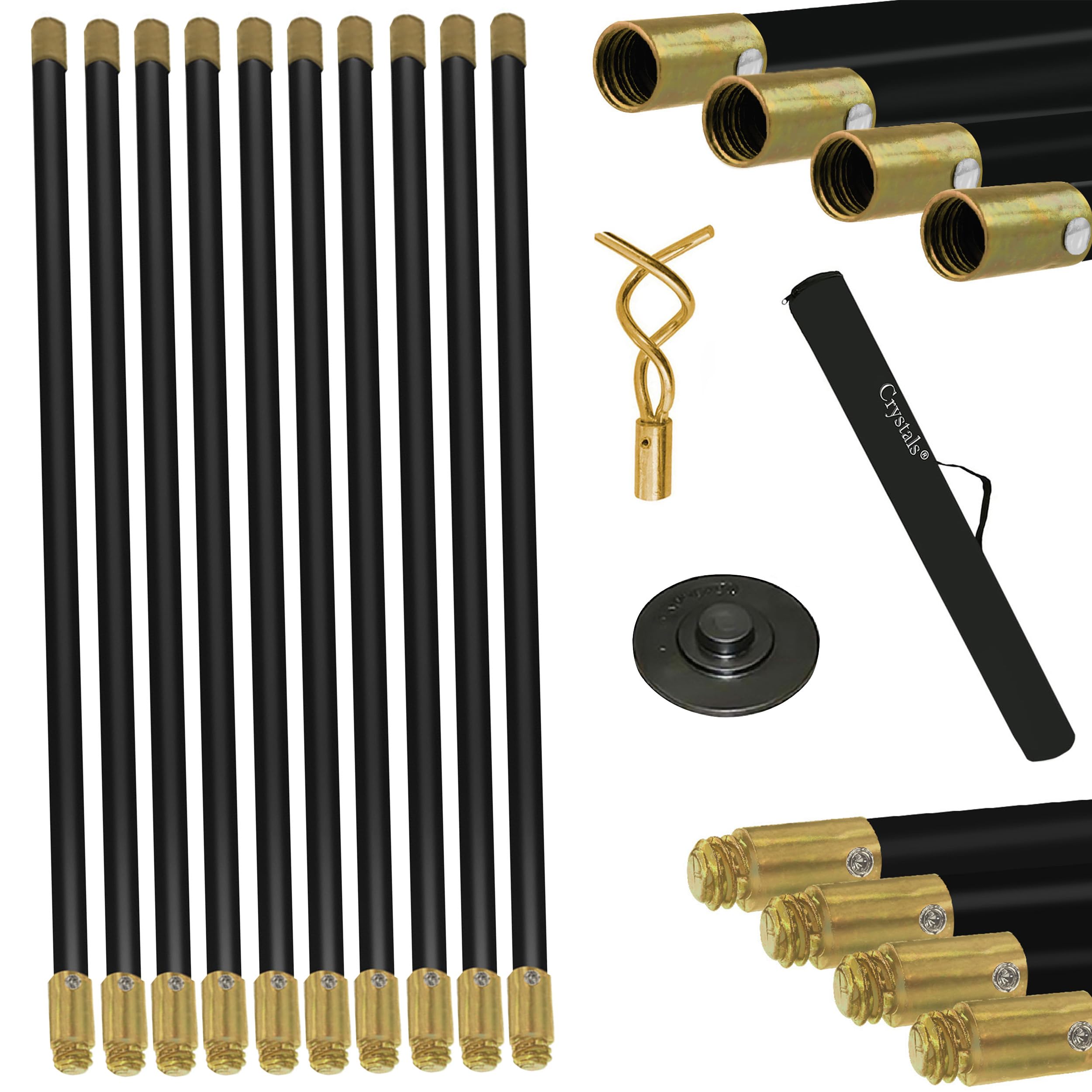 Crystals 12-Piece Drain Rods Set, 9.2M Flexible Drainage Rods with Heavy-Duty Ru