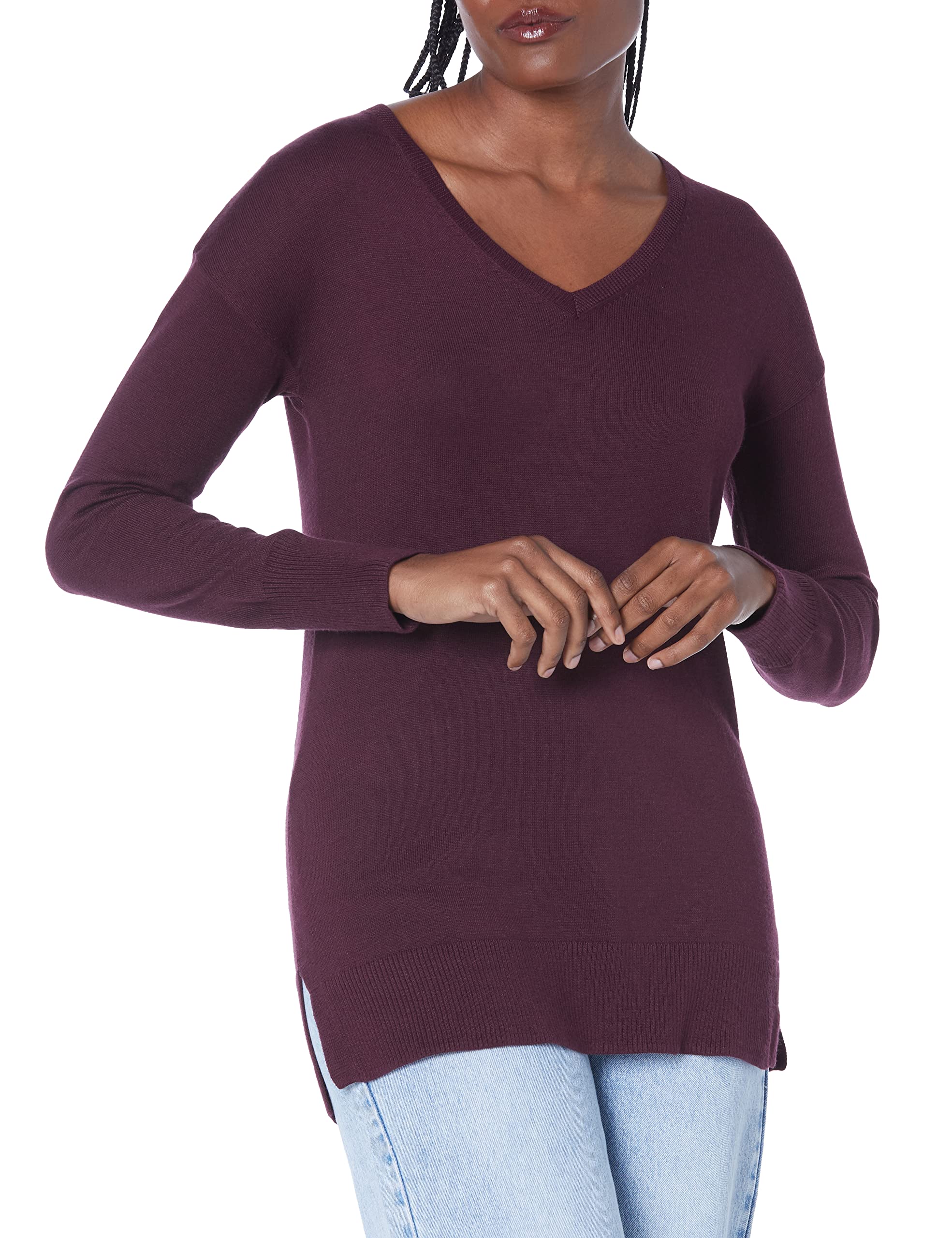 Amazon Essentials Women's Lightweight Long-Sleeve V-Neck Regular Fit Tunic Sweat