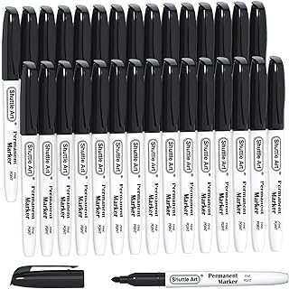 Shuttle Art Permanent Markers, 30 Pack Black Permanent Marker set,Fine Point, Works on Plastic,Wood,Stone,Metal and Glass for Doodling, Marking…