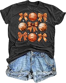 Chemises de football pour femme - Tenue de jour de match - T-shirt à manches courtes avec nœud amusant