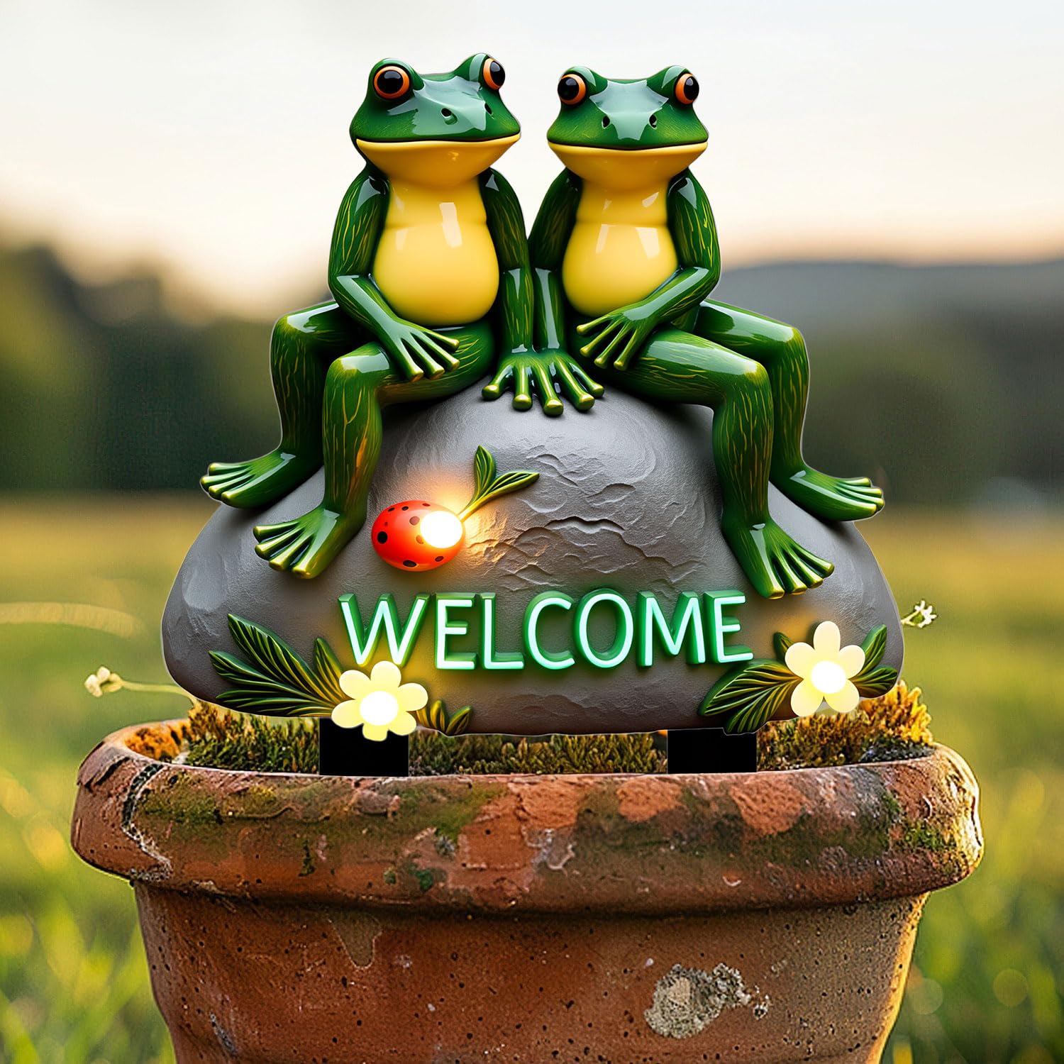 Couple frog acrylic garden stakes, indoor and outdoor garden acrylic decorations