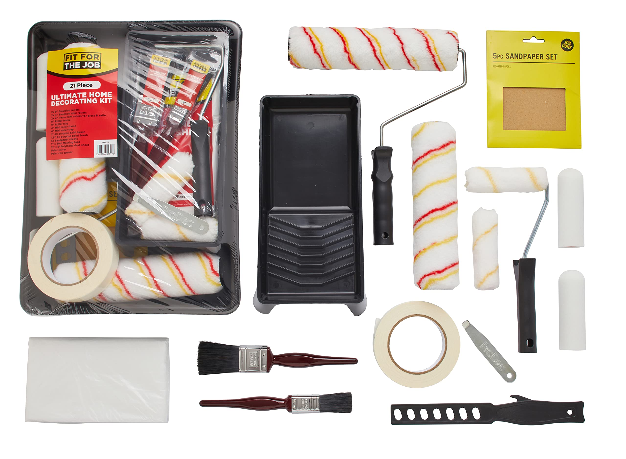 Fit for the job 21pcs Ultimate Paint Rollers & Trays Set | Paint Brushes, Dust S