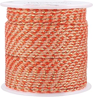 20 Meters 1.5mm Braided Cotton Cord Macrame Rope, Colorful Metallic Craft Rope for Friendship Bracelets, Jewelry Making, Wall Hanging, Bows Orange