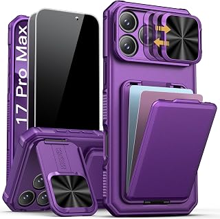 SSLOTSCASE for 17 Pro Max Case with Privacy Screen Protector, Dark Purple