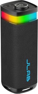 JLab JBuds Party Portable Bluetooth Speaker, Black | 12H+ Playtime, 30W Wireless Outdoor Travel Speaker with RGB Lights & Lab Quality Sound, IP56 Water Resistant