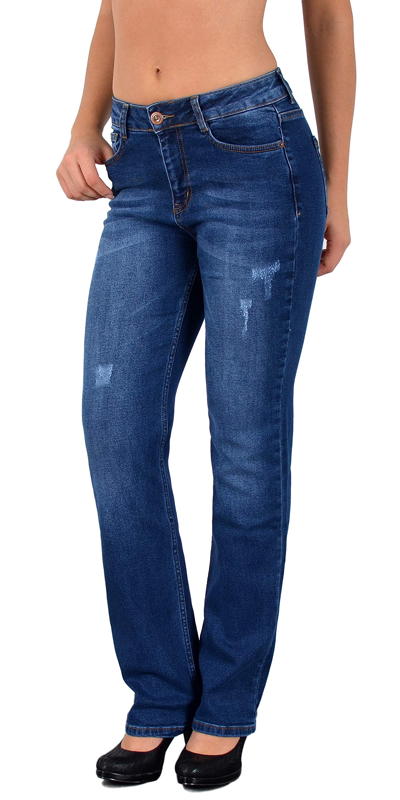 ESRA Women's Jeans Trousers Straight Cut Straight to Plus Size G400