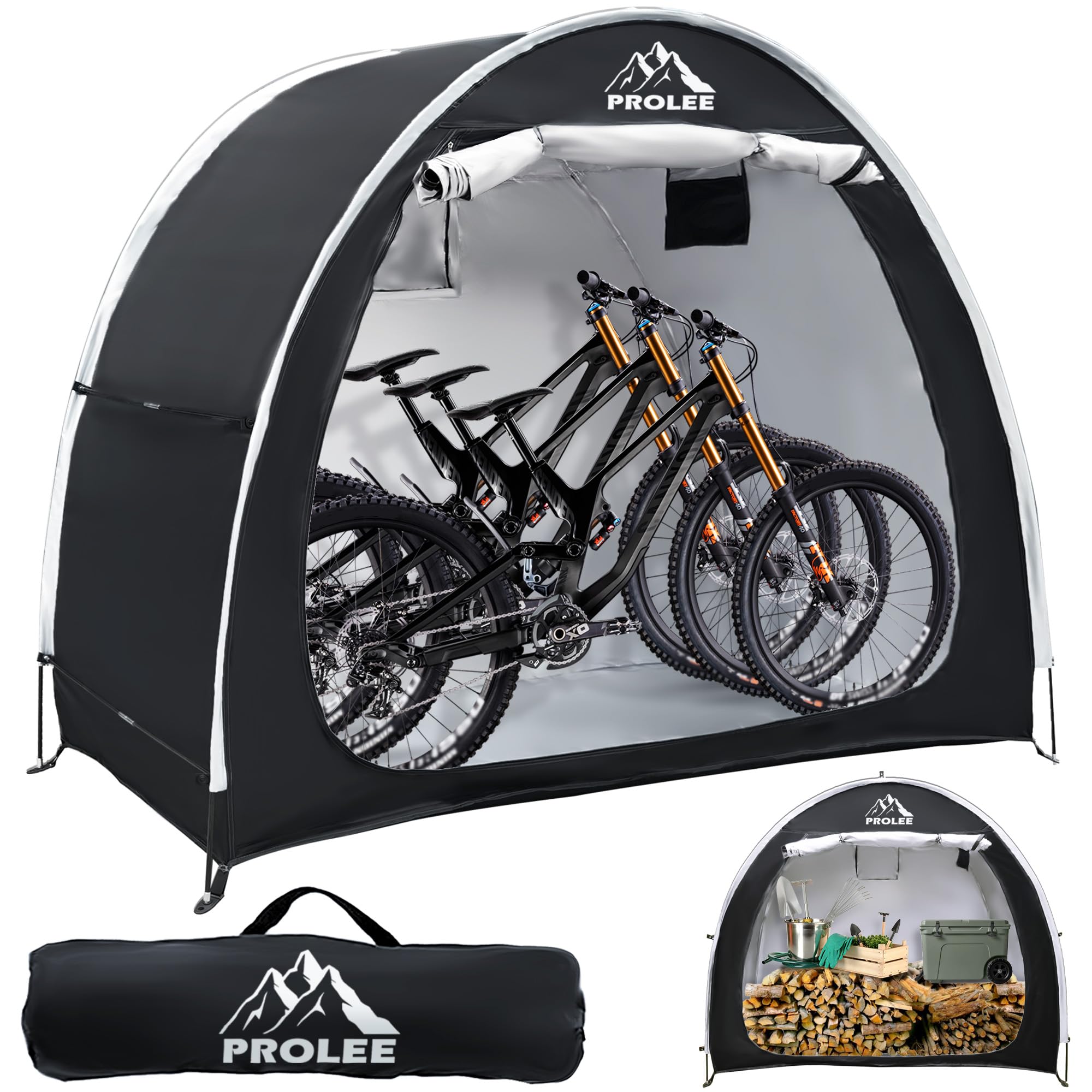 PROLEE Bike Storage Tent for 2-3 Bikes, 6.6 FT Waterproof Outdoor Bike Shed | 21