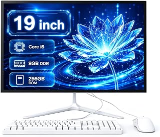 19inch All-in-One PC, HD Display, Slim Space-Saving, for Home & Office use | Core i5 ,8GB RAM 256GB SSD,1080p Display,Built-in Speakers,WiFi 6,Bluetooth 5.3,Includes keyboard and mouse