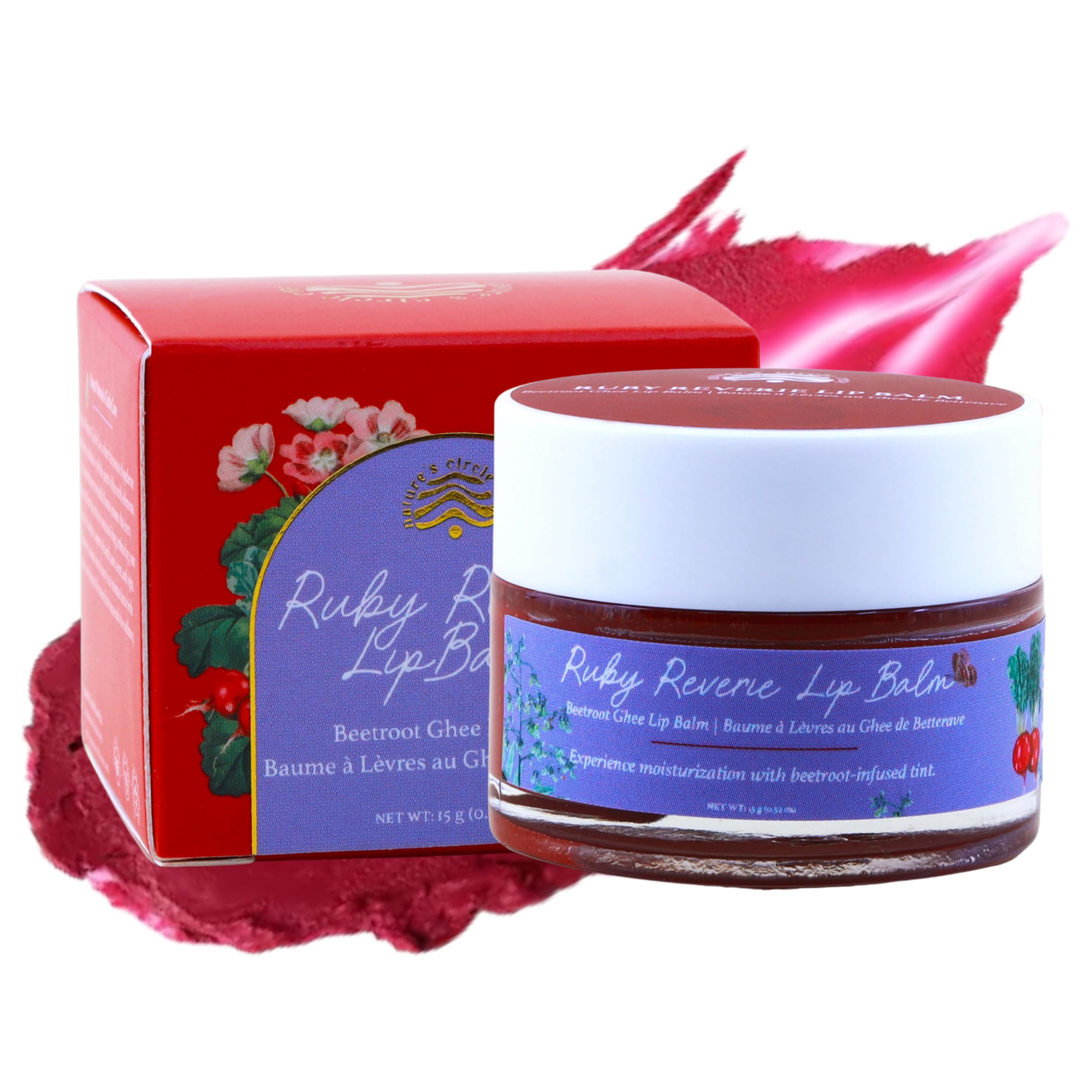 Beetroot & Ghee Lip Balm for Healing & Rosy Tint | Repair Dry, Cracked Lips, Ant