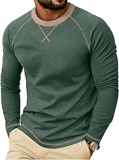 Askdeer Mens Cotton T-Shirt Short Long Sleeve Casual Shirts Crewneck Lightweight Soft Stylish T-Shirts