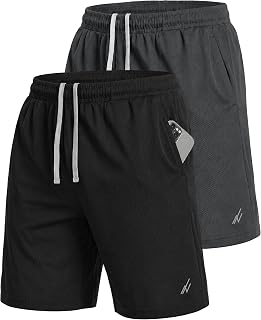 NY Threads 2 Pack Mens Quick Dry Lightweight Sports Shorts with Pockets