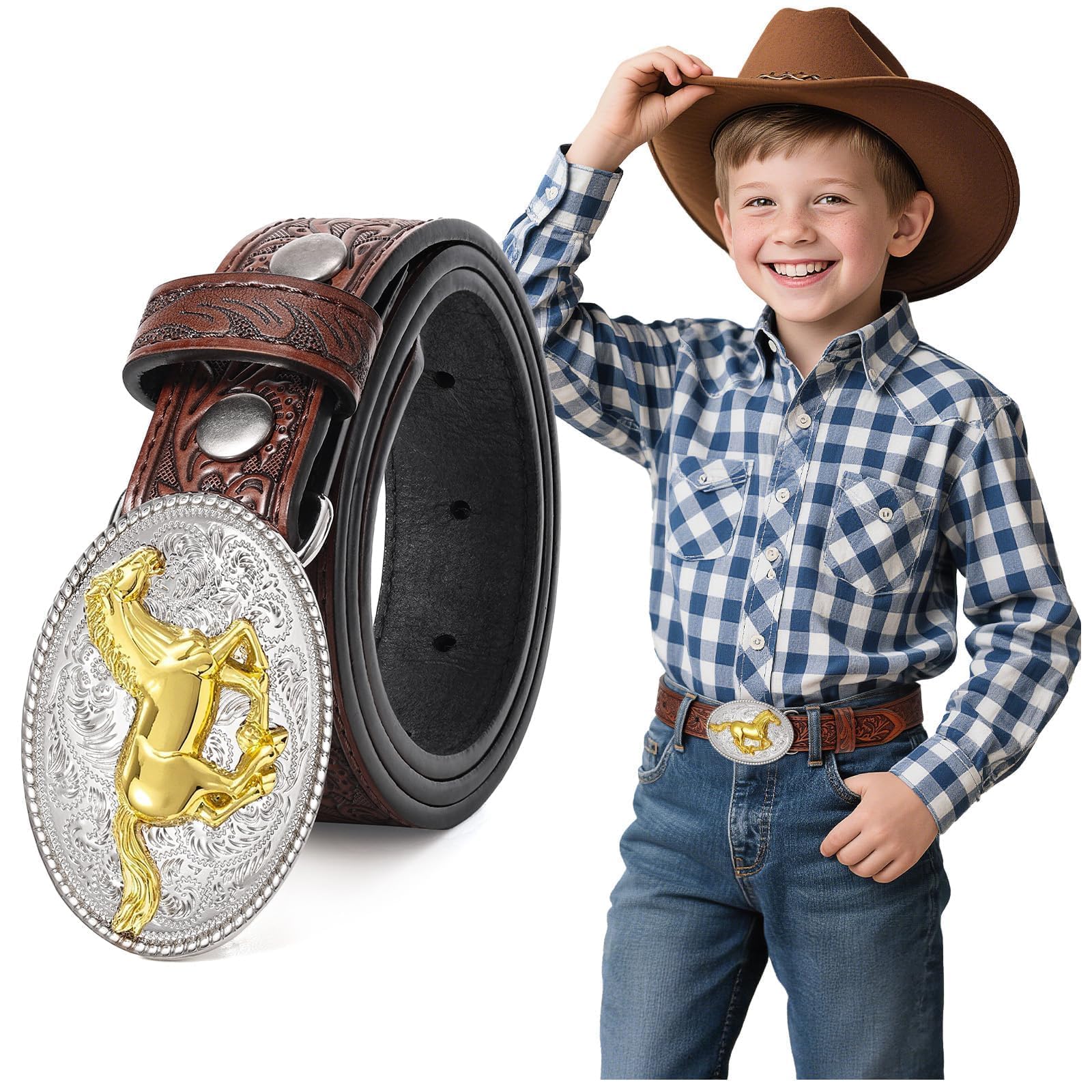 BELTROAD Kid Western Belt for Boys Girls Toddlers Cowboy Leather Belts