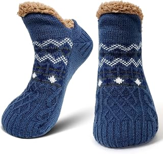 Mens Slipper Socks Non Slip Socks: Winter Thermal Sherpa Socks Extra Thick Warm Soft Floor Socks Ideal for Home and Christmas Gift 1 Pair EU 39-42 43-46