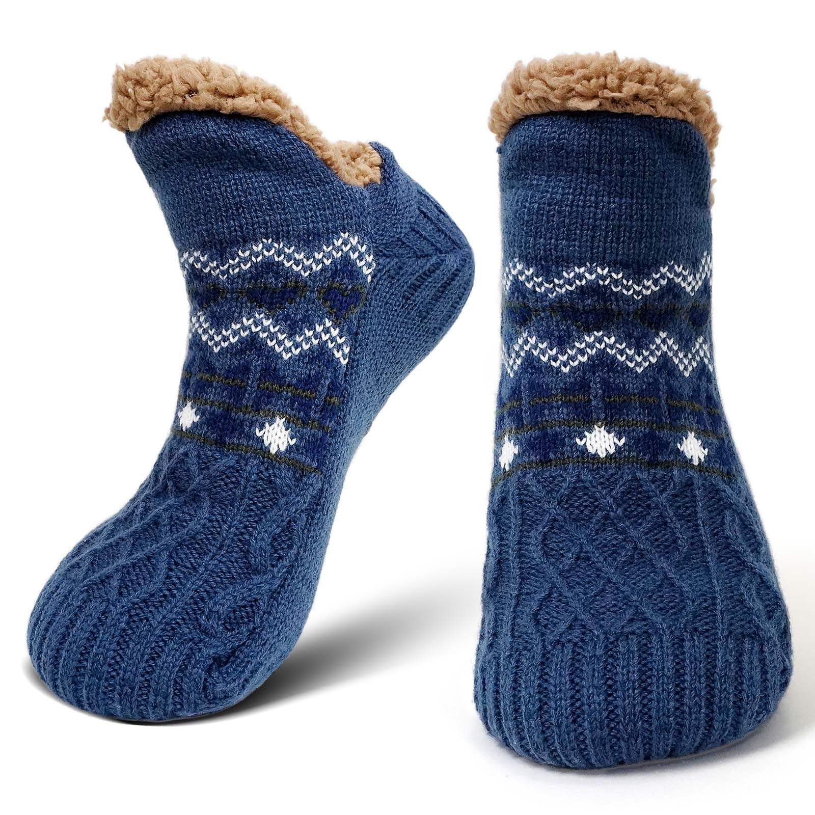 Mens Slipper Socks Non Slip Socks: Winter Thermal Sherpa Socks Extra Thick Warm 