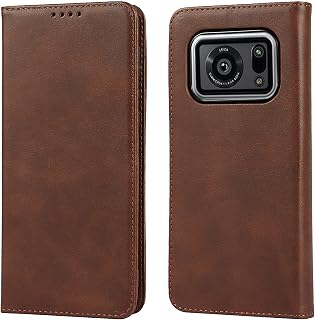 【Hamany】 AQUOS R6 Case, Notebook Type, Aquos R6 Case, Shockproof, Durable, Anti-Friction, Docomo SH-51B Smartphone Case, SH-M22, Sharp, Sharp A101SH, Card Storage, Leather - Vintage Dark Brown