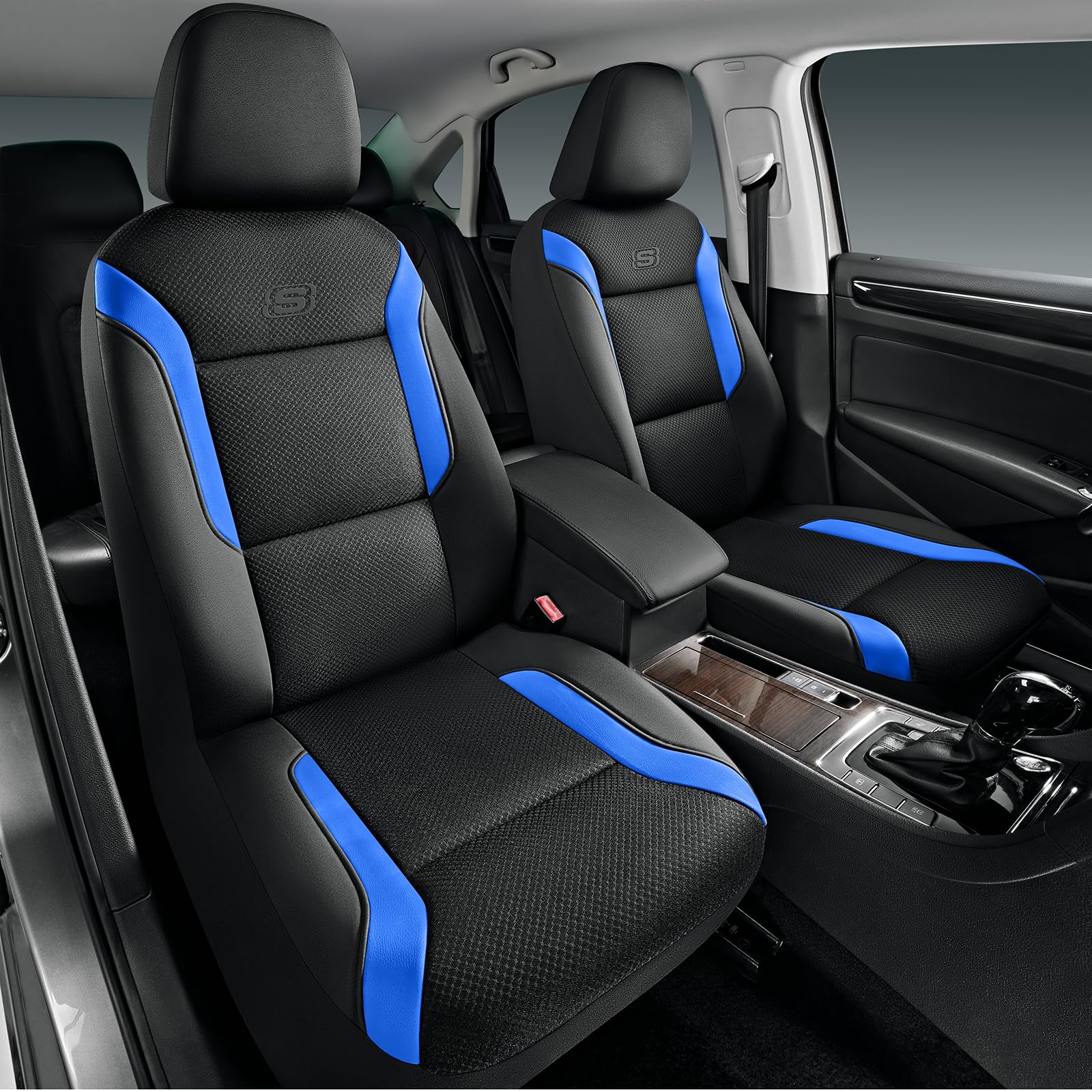 Skechers Memory Foam™ Leather Car Seat Covers, Air Cool Mesh Thick Seat Covers, 