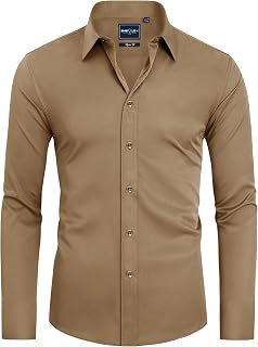 Alimens & Gentle Camicia da uomo antimacchia, vestibilità aderente, con