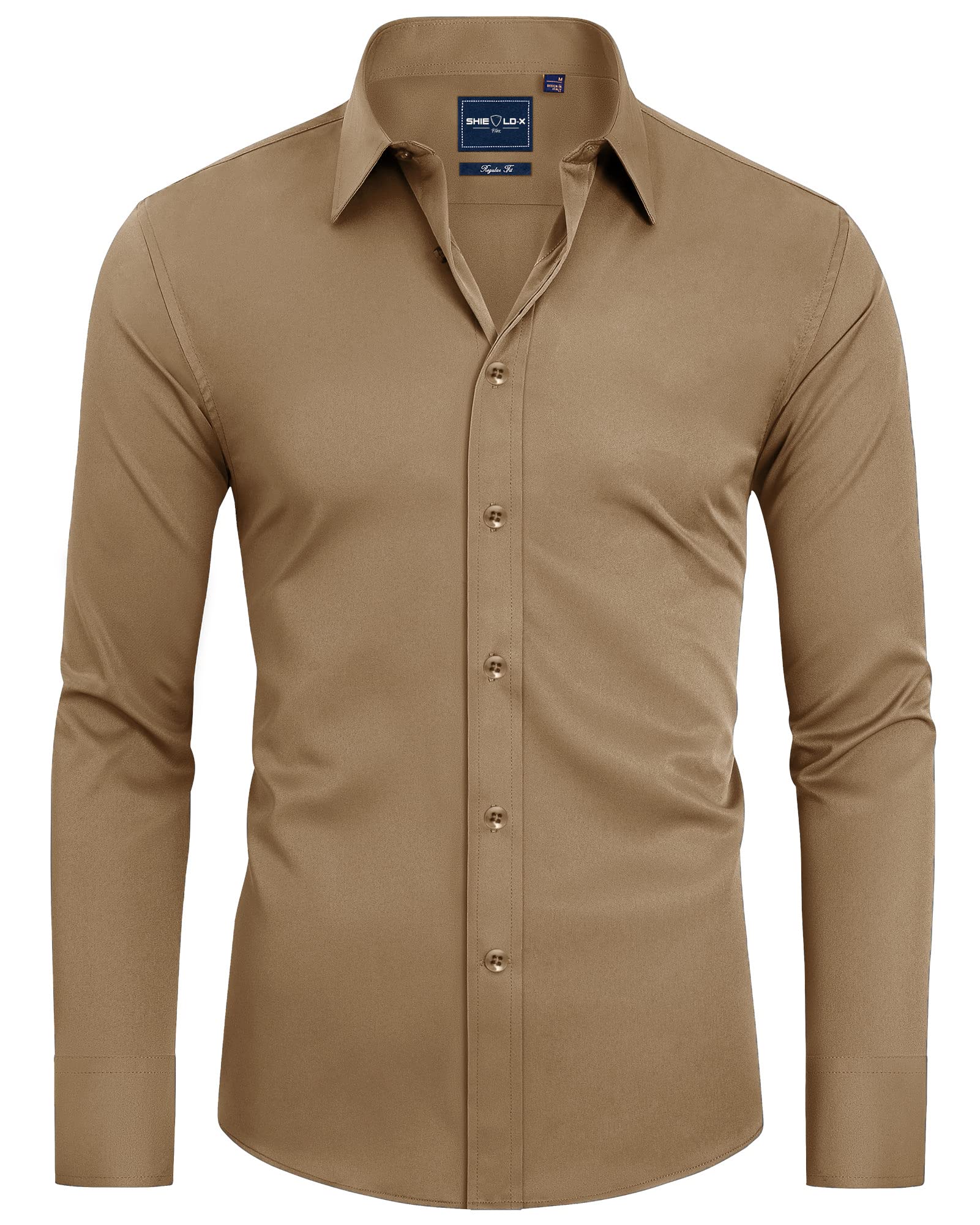 Alimens & Gentle Camicia da uomo antimacchia, vestibilità aderente, con