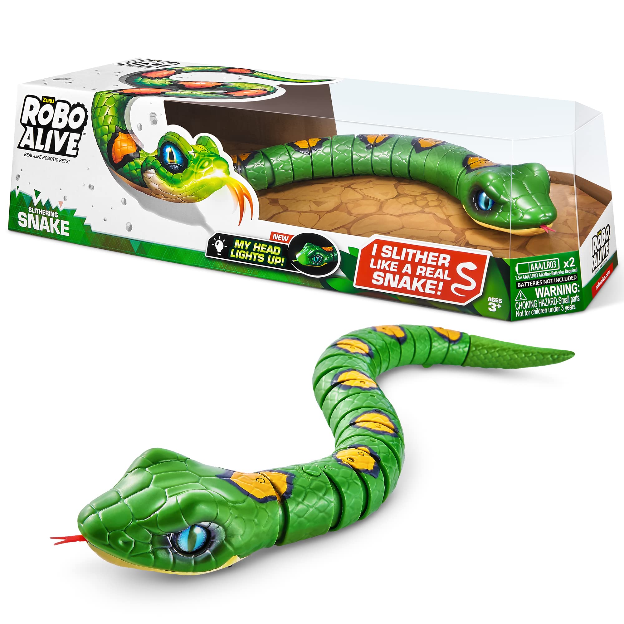 Robo Alive Slithering Snake Series 3 Green by ZURU Battery-Powered Robotic Light