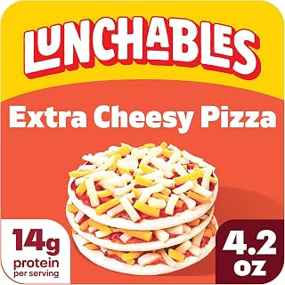 Lunchables Pizza, Extra Cheesy, 4.2 oz Pack | 14g Protein, Makes 3 Tasty Pizzas with Crust, Sauce & Cheese, a Convenient Grab-and-Go Lunch, Great for School