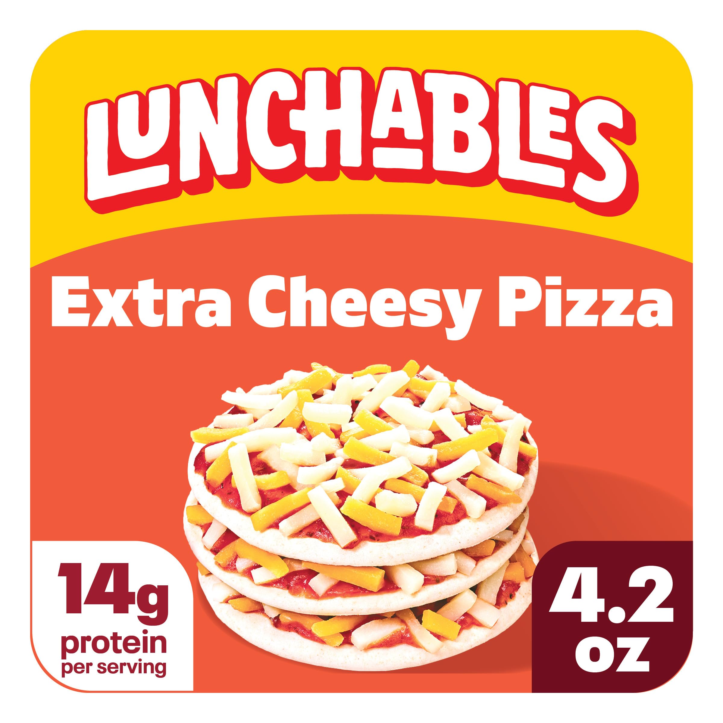 Lunchables Pizza, Extra Cheesy, 4.2 oz Pack | 14g Protein, Makes 3 Tasty Pizzas 