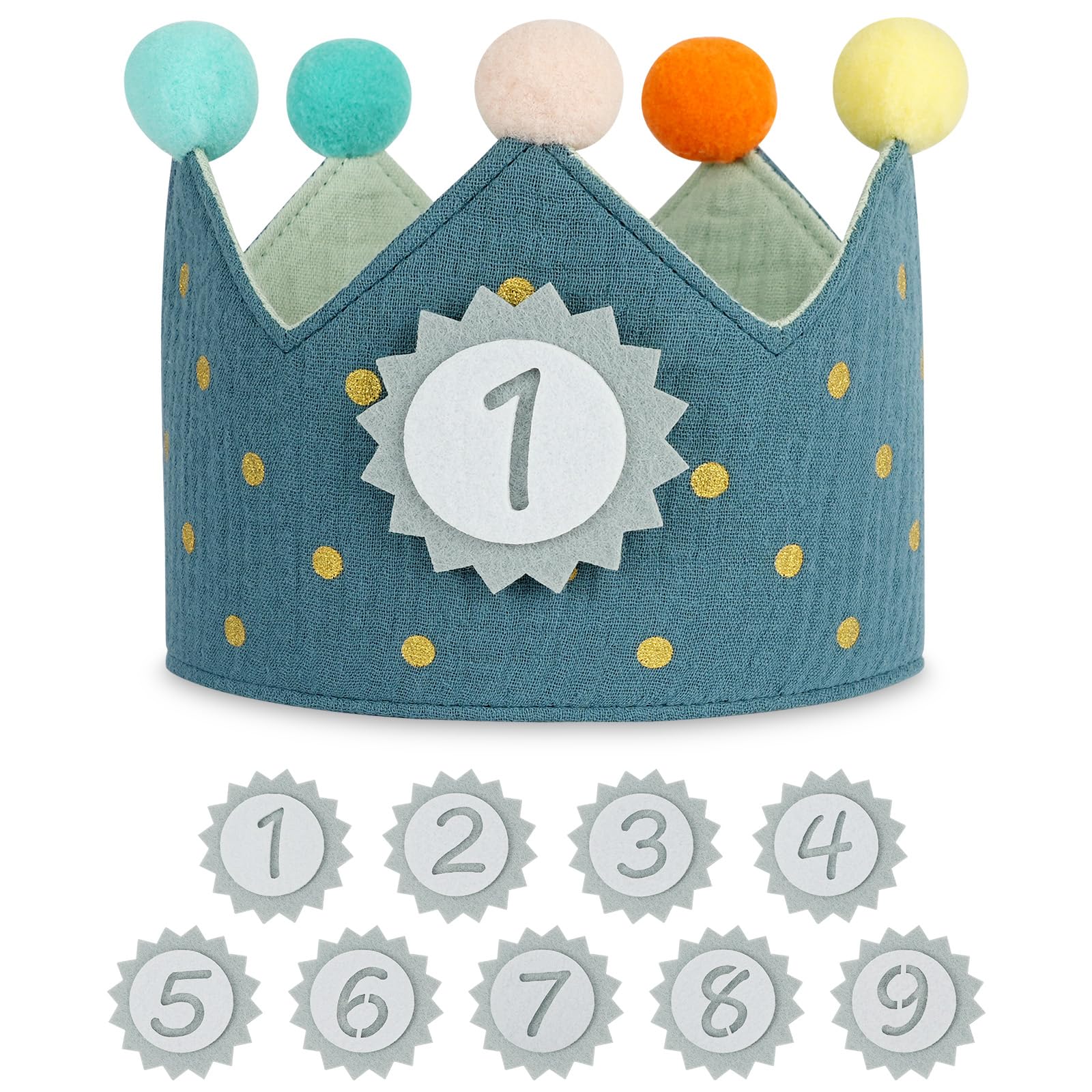 URAQT Birthday Crown for Kids, Reusable Birthday Party Hat Crown with Interchang