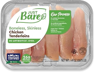 Just Bare Natural Fresh Chicken Tenders | Antibiotic Free | Boneless | Skinless | 0.88 LB
