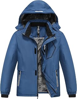MoFiz Ski Jackets for Boys Winter Warm Lining Waterproof Snow Coat Mountain Anti-Wind with Detachable Hood 6-18 Years