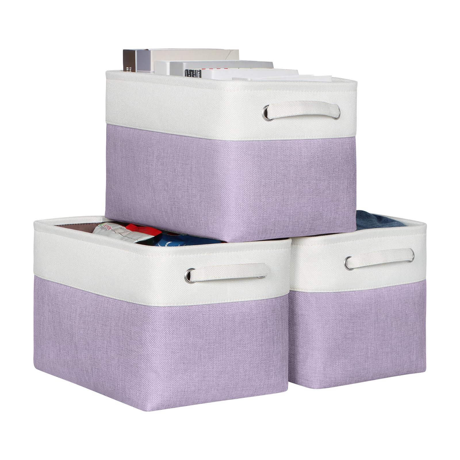Foldable Storage Bins 15" x 10" x 9.5" Fabric Storage Basket Cube with Handles L