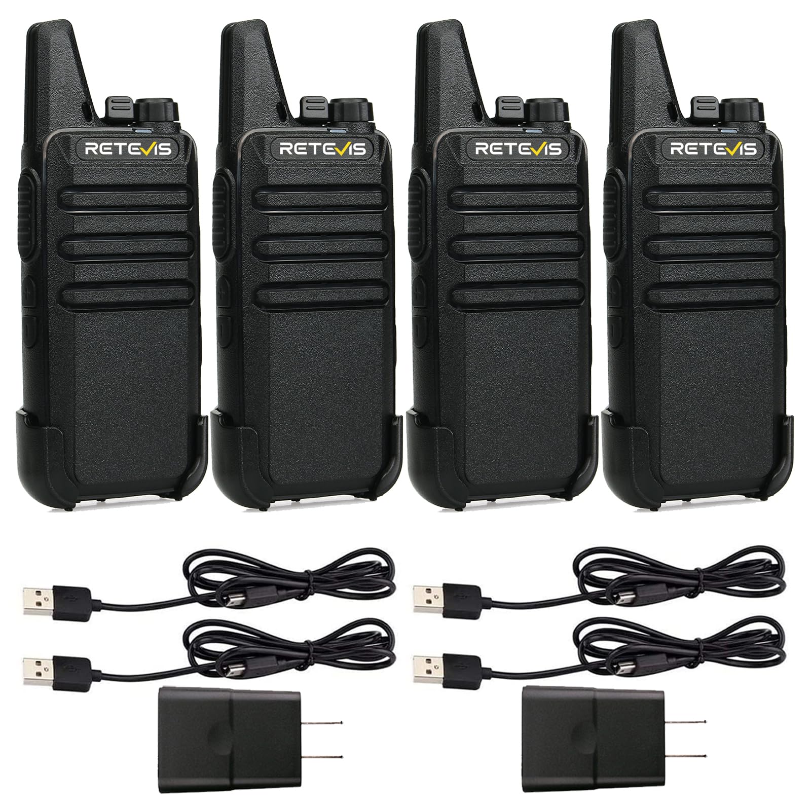 Retevis RT22 Compact & Lightweight FRS Walkie Talkies Long Range (4 Pack) | For 