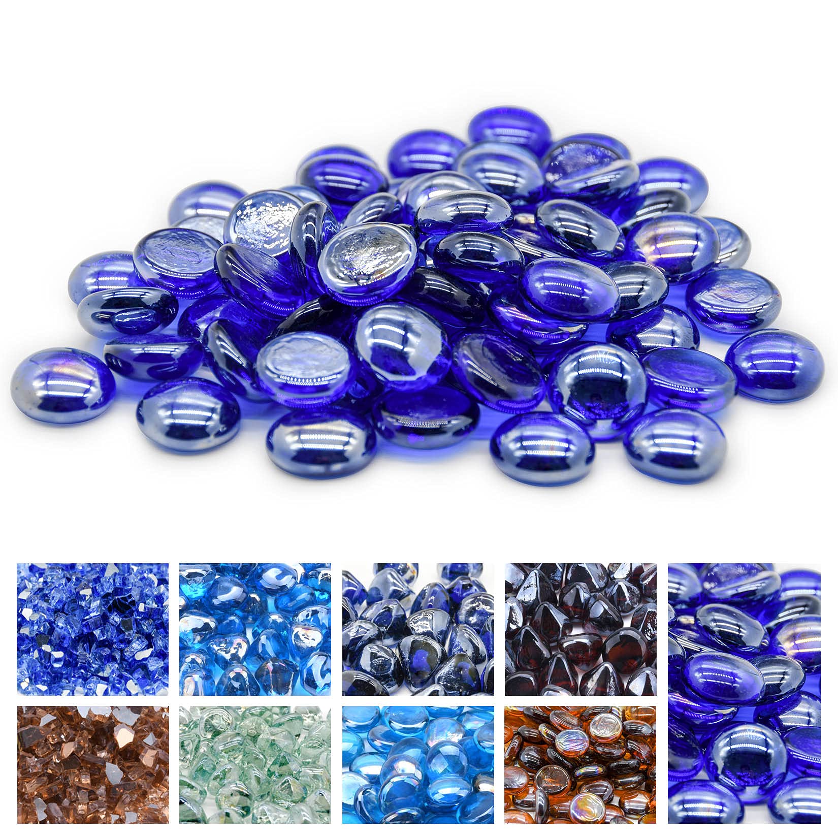 GasSaf 3/4 Inch Cobalt Blue Fire Glass Beads for Fire Pit, 10 Pound | Fire Glass